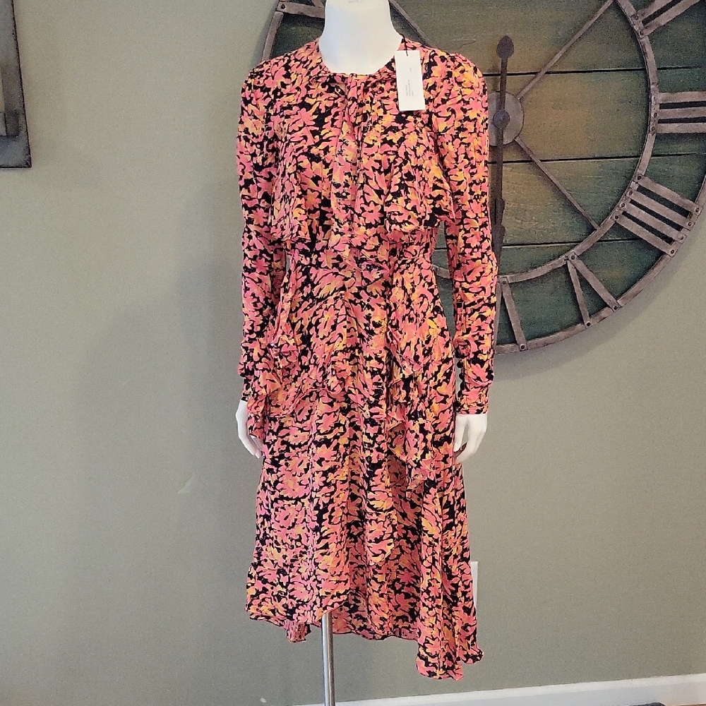 Vintage Mayle La Feminine Simo Dress In Tropicalia Neon